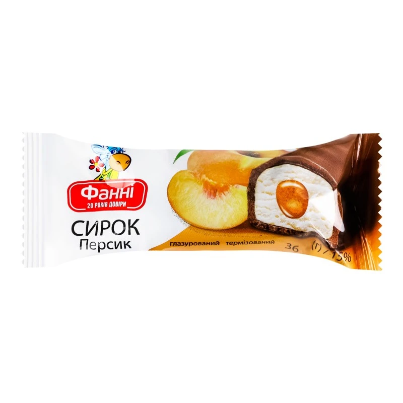 Сырок глазированный 15% с наполнителем персик Фанні, 36г