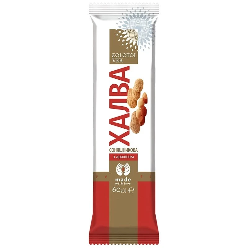 Халва подсолнечная с арахисом Zolotoi Vek, 60 г