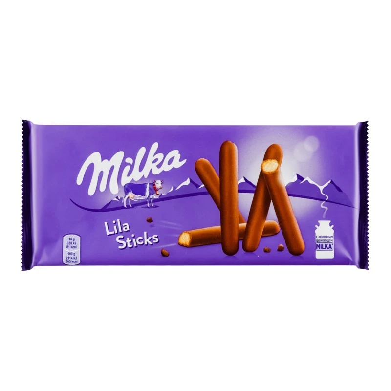 Печенье-палочки покрытые молочным шоколадом Lila Sticks Milka, 112 г
