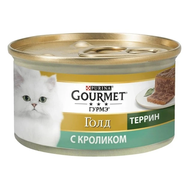 Корм для котов С кроликом ж/б Gold Gourmet, 85 г