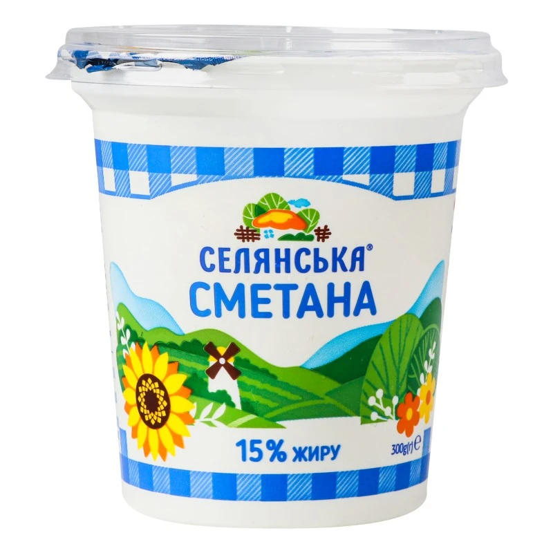 Сметана 15% Селянська, 300 г