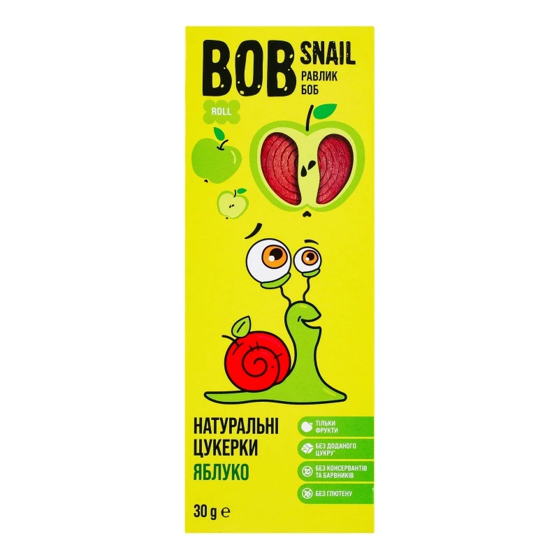 Конфеты фруктовые натуральные Яблоко Bob Snail к/у 30г