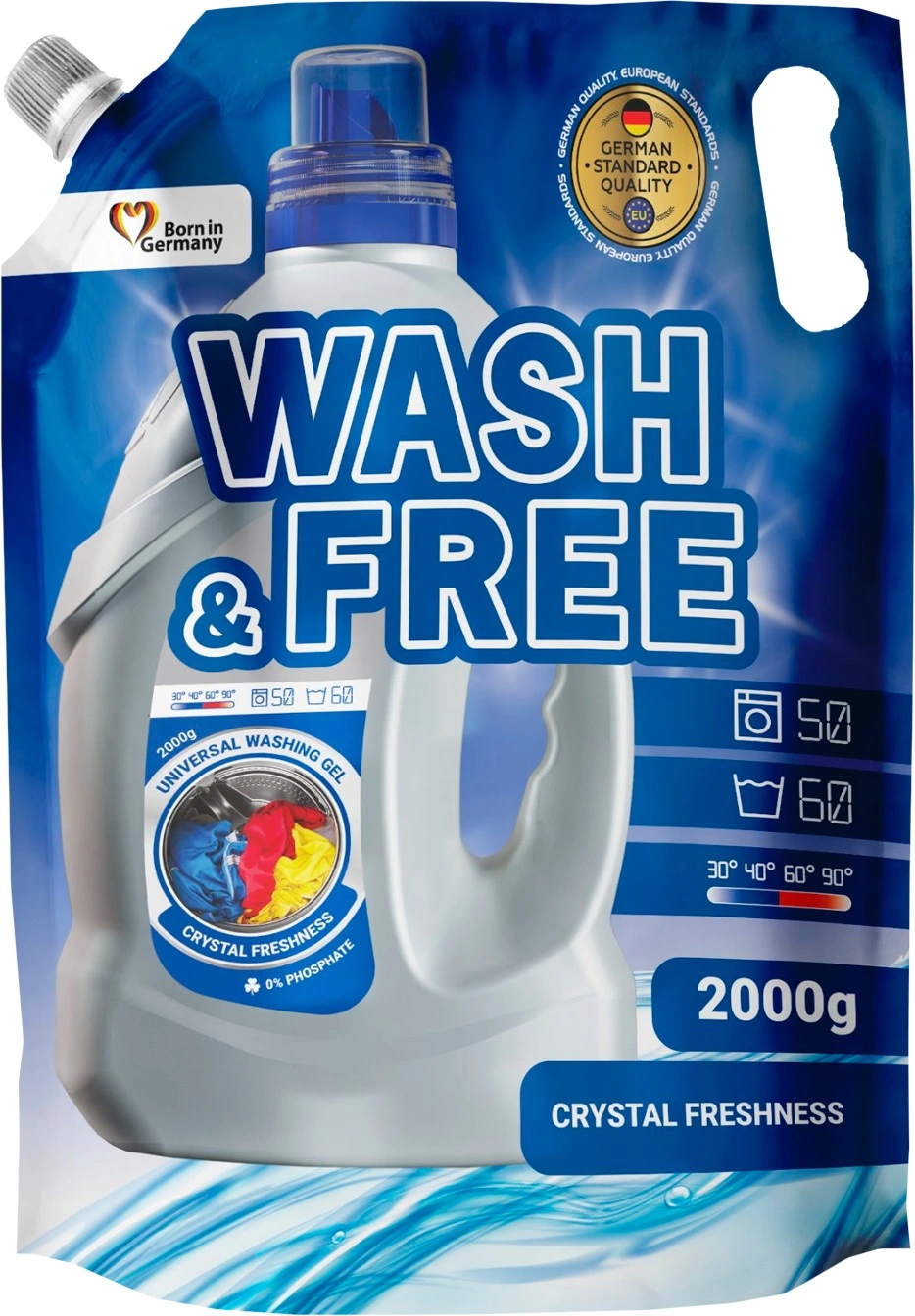Гель для стирки универсальный Wash&amp;Free, 2 л