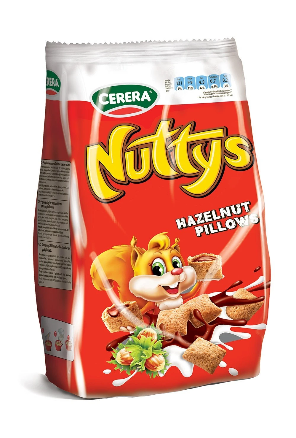 Сухой завтрак с начинкой лесного ореха Nuttys Cerera, 170 г