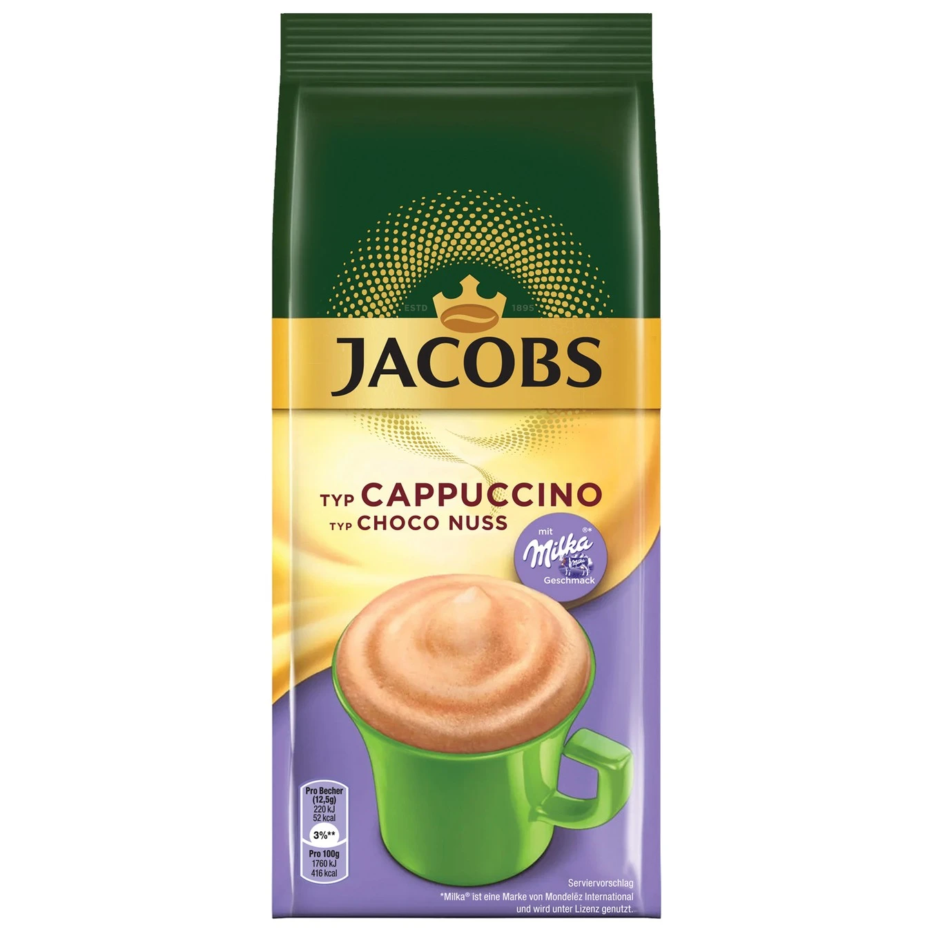 Напиток кофейный растворимый Milka Cappuccino Choco Nuss Jacobs, 500 г
