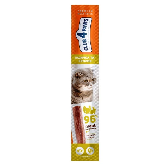 Мясная палочка Индейка и кролик Meat stick Premium Club 4 Paws, 5 г