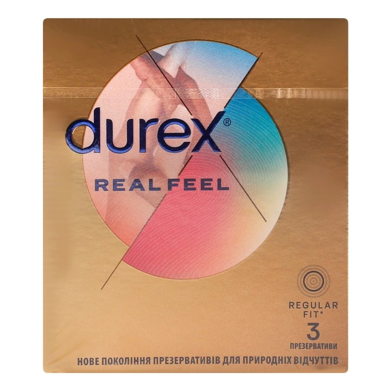 Презервативы латексные с силиконовой смазкой Real Feel Durex, 3 шт/уп.