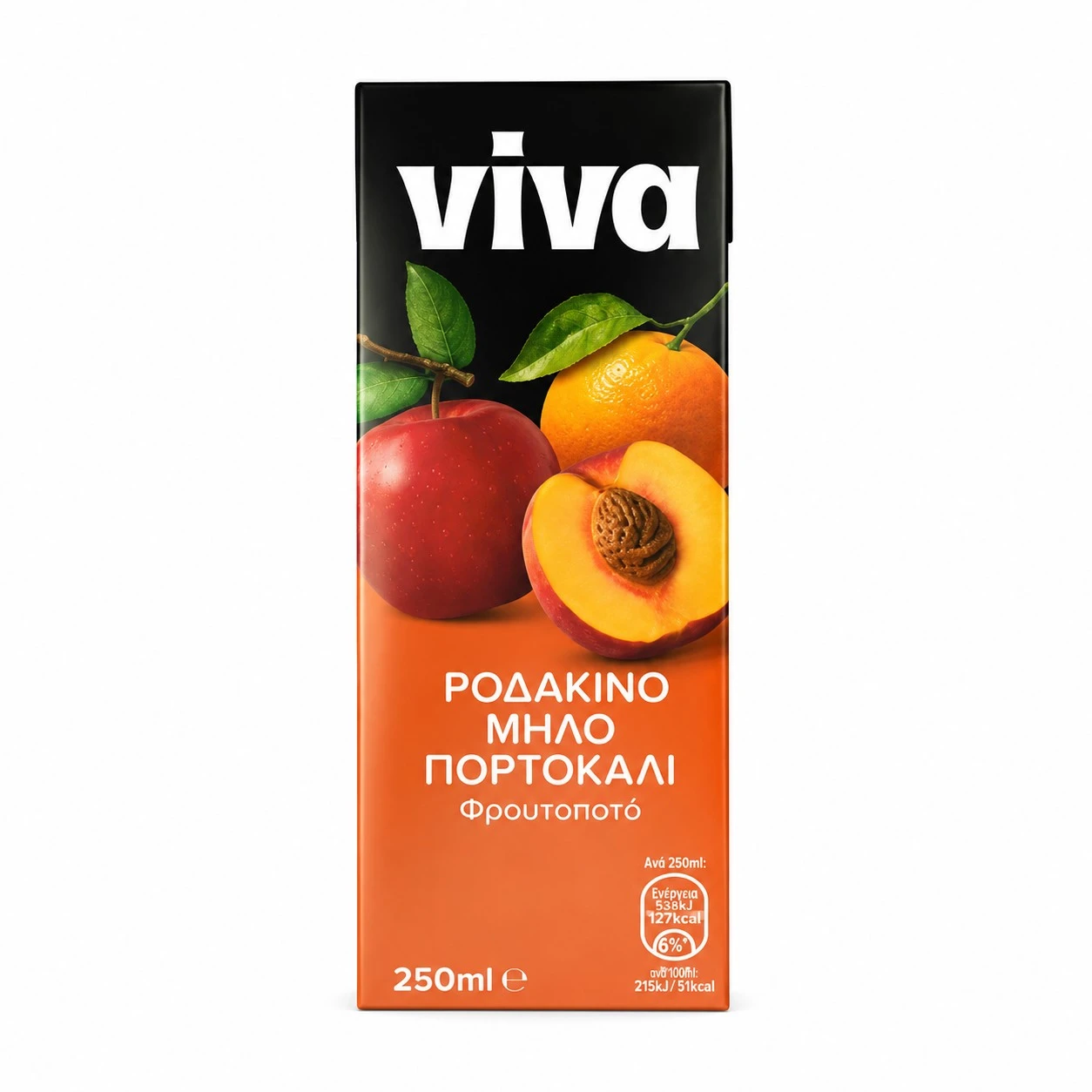 Напиток соковый персик/яблоко/апельсин Viva, 0.25 л