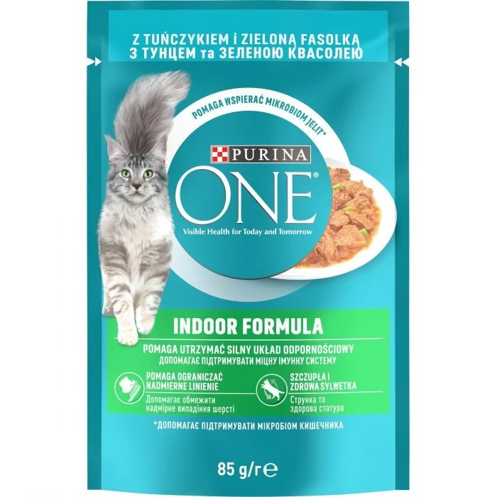 Корм для котов с тунцом и зеленой фасолью в соусе Purina One, 85 г