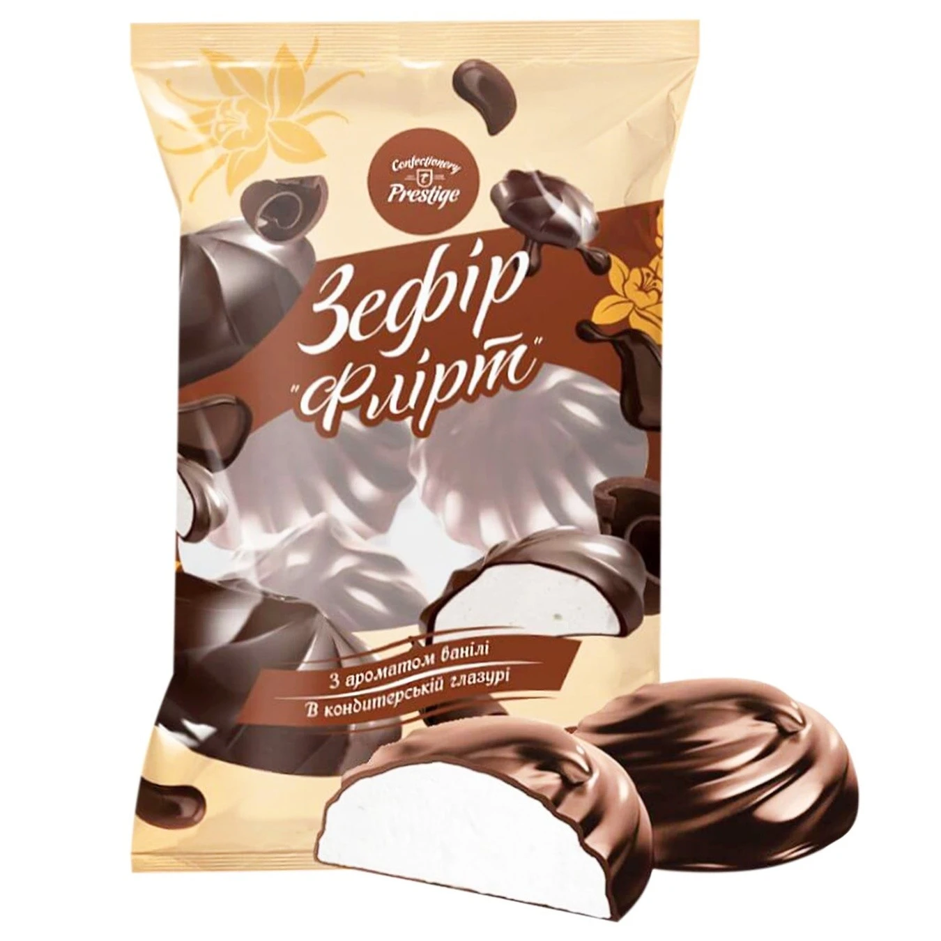 Зефир Флирт с ароматом ванили в кондитерской глазури Престиж, 200 г