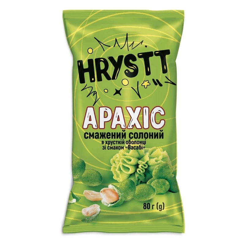 Кранч-Арахис жареный соленый в хрустящей оболочке со вкусом васаби Hrystt, 80 г