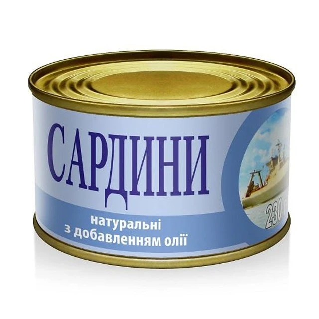 Консервированные сардины с добавлением масла Аквамарин, 230 г