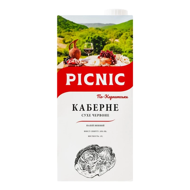 Напиток винный красный сухой Кабарне по Карпатськи Picnic, 1л