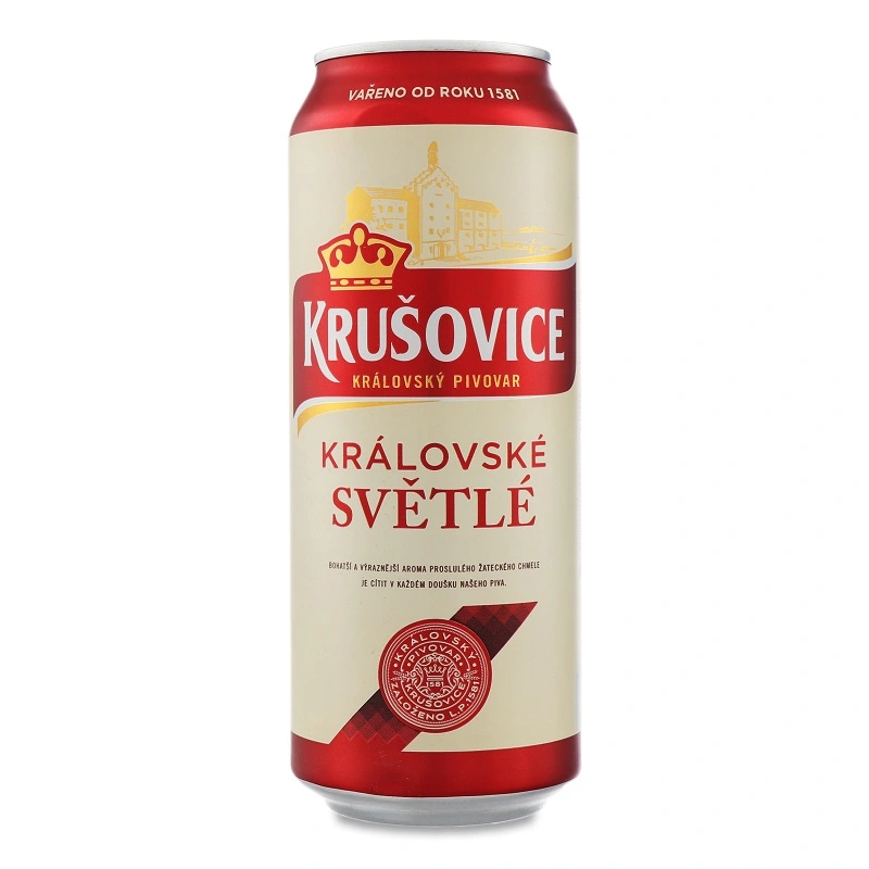 Пиво светлое Kralovske Svetle ж/б Krusovice, 0.5 л