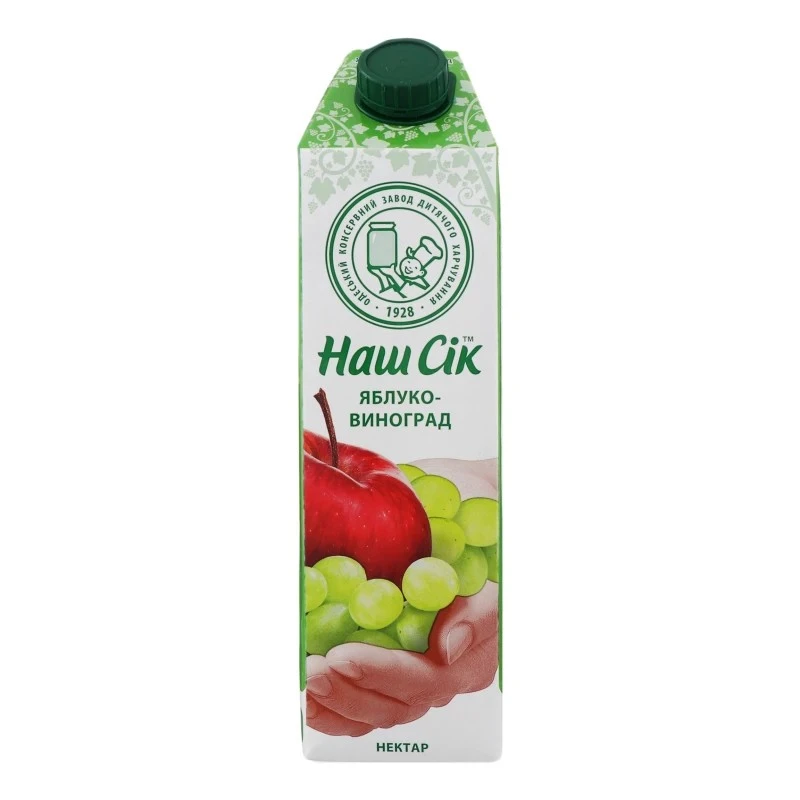 Нектар Виноград-Зеленое яблоко Наш Сок, 0.95 л