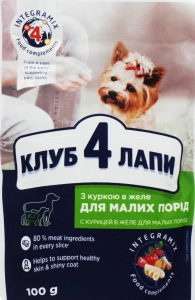 Корм для собак с курицей в желе Premium Club 4 Paws, 100 г