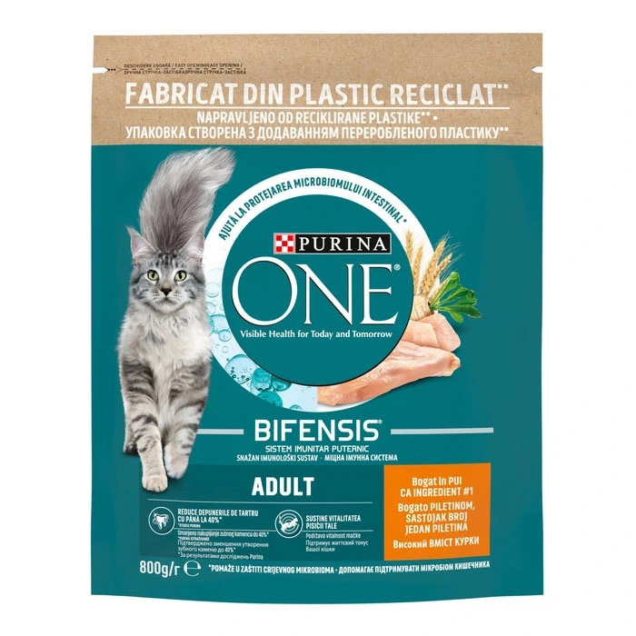 Корм для котов с курицей и цельными злаками Purina One, 800 г