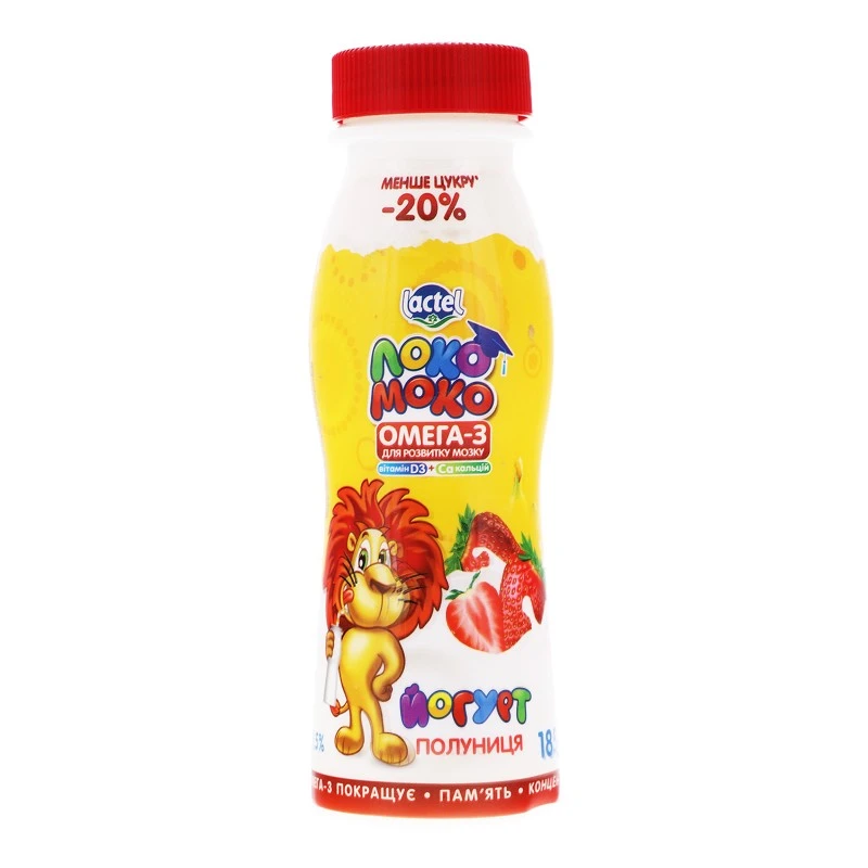 Йогурт 1.5% Клубника с витаминами Локо Моко, 185 г