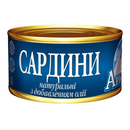 Консервированные сардины с добавление масла Арктика, 230 г