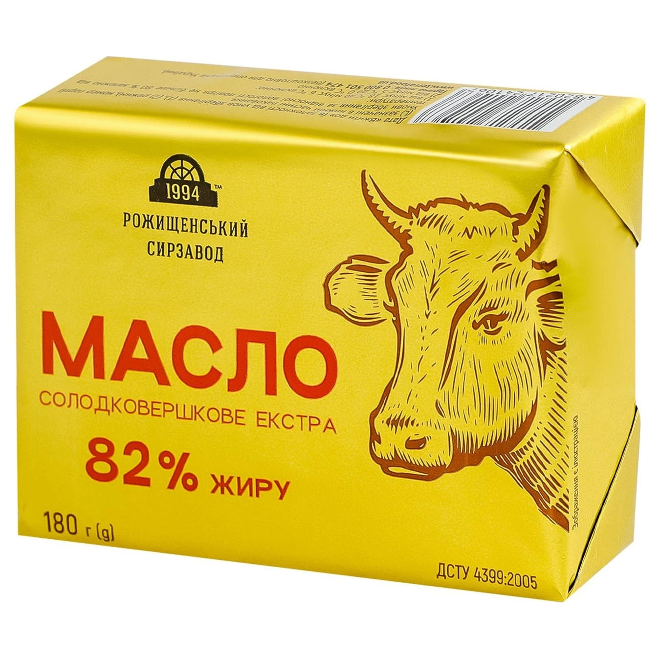 Масло сладкосливочное 82.5% Экстра Рожищенський сирзавод м/у 180г