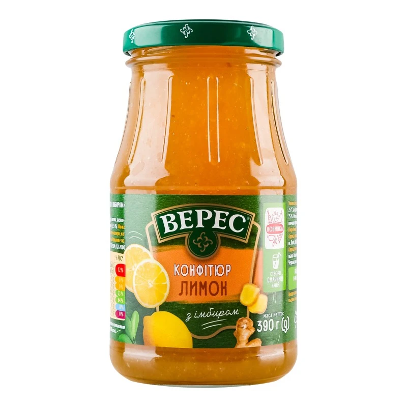 Консервированный конфитюр лимон и имбирь Верес, 390 г