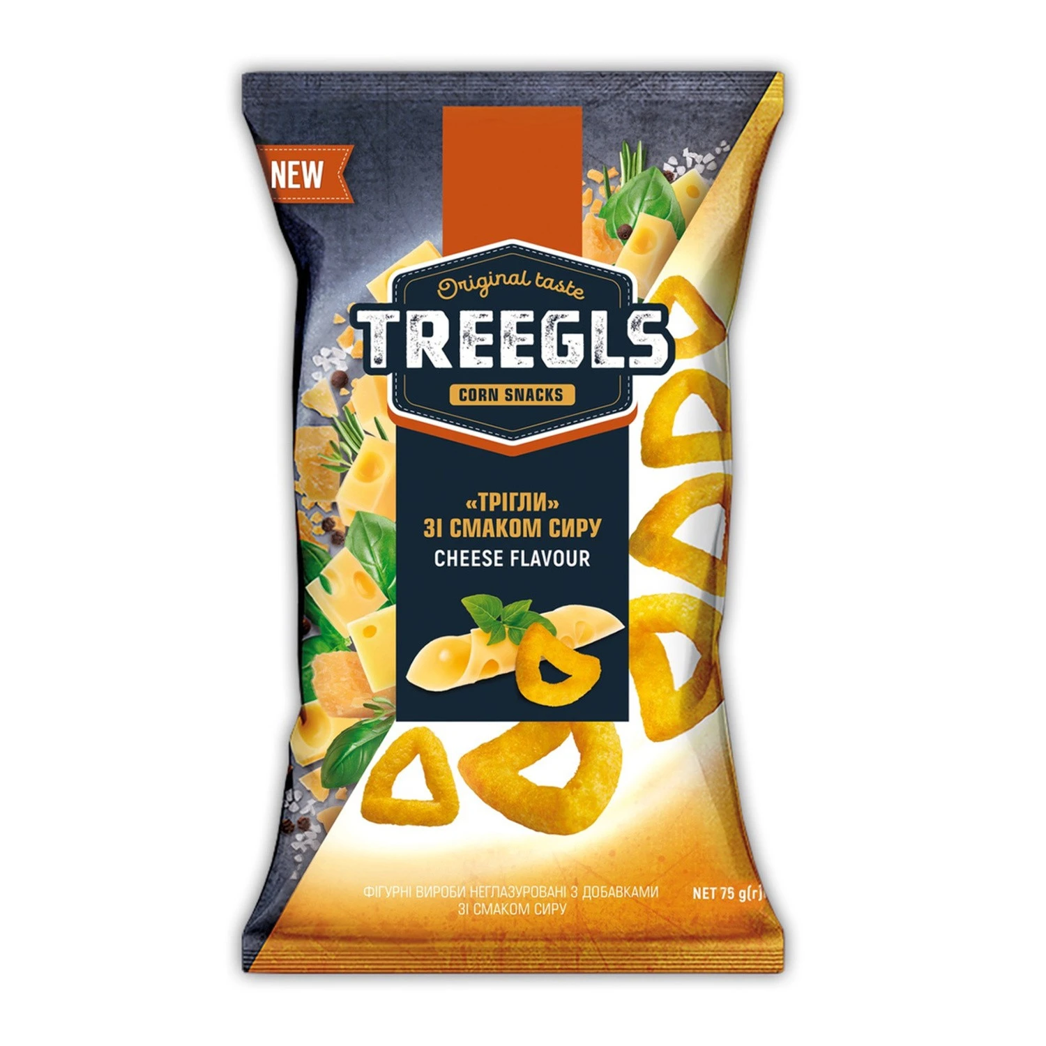 Кукурузные снеки со вкусом сыра Триглс, 75 г