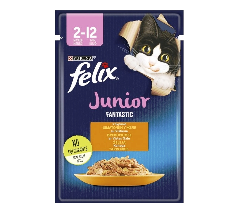 Корм для котов с курицей в желе Junior Fantastic Felix, 85 г