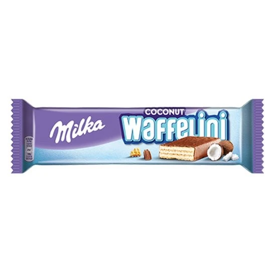 Вафли с начинкой с кокосом покрытые молочным шоколадом Coconut Waffelini Milka, 31 г