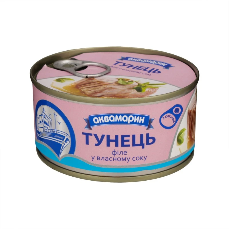 Консервированный тунец филе в собственном соку Аквамарин, 185 г