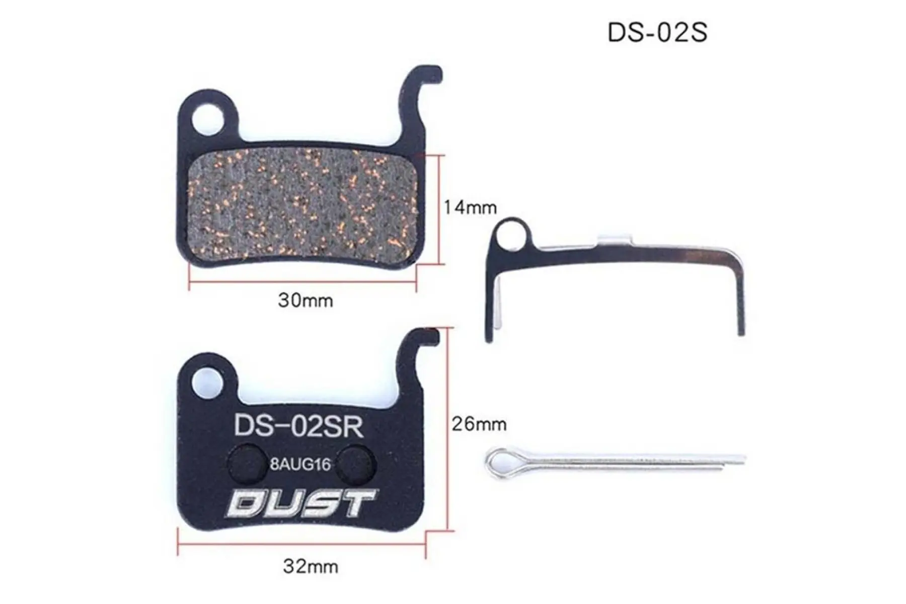 Колодки тормозные полуметалл Dust DS-02s Shimano m975/966/596/800/765/775/601/665/585/545/535; r-505; s-500