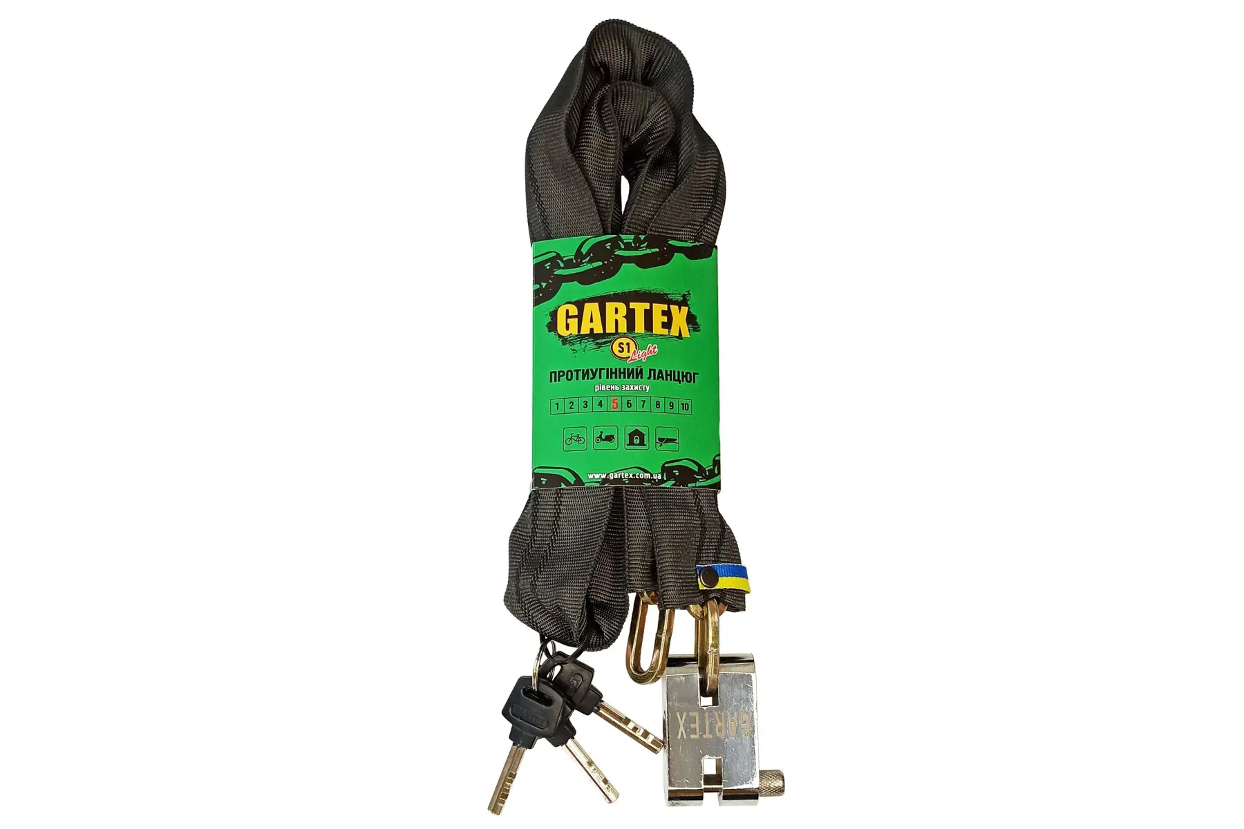 Замок ланцюг Gartex S1 Premium light (1200mm/5mm hardened)